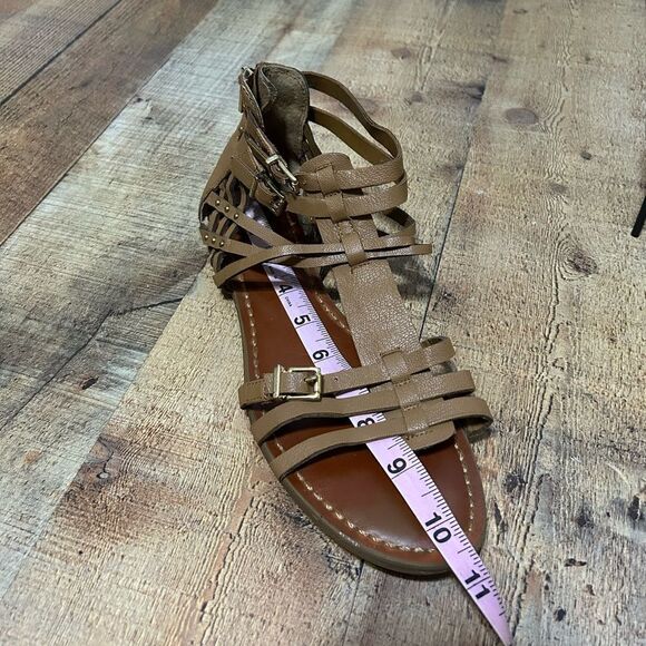 Jessica Simpson Lamperty Brown Buckle Strap Zip Back Flats - Picture 8 of 8